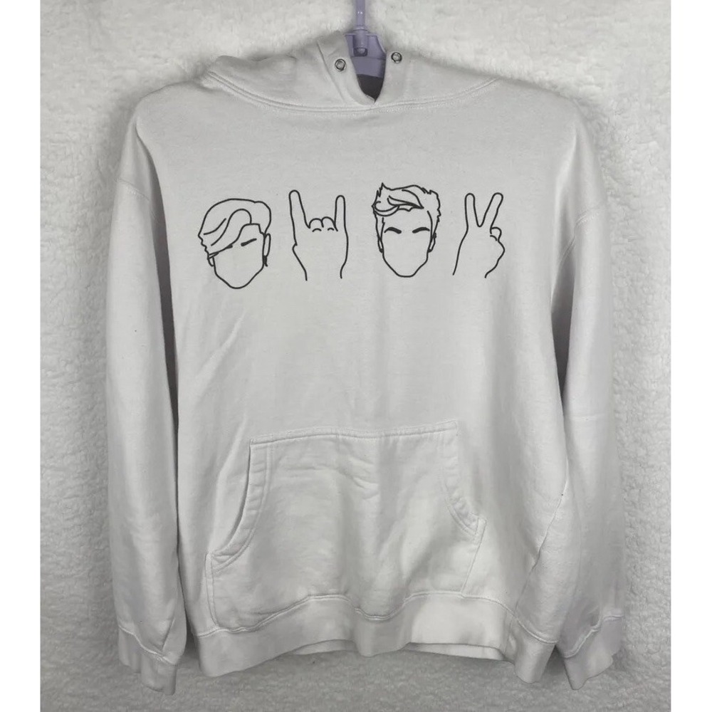 Dolan Twins Limited Edition Graphic White Hoodie Size Small Hip Hop Grunge Y2K